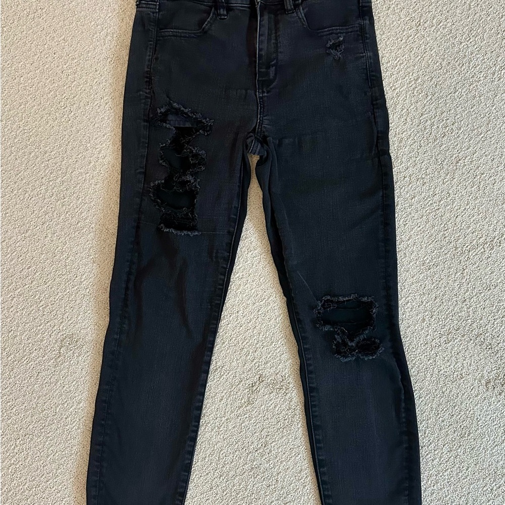 American Eagle Outfitters Black Ripped Skinny Jeans